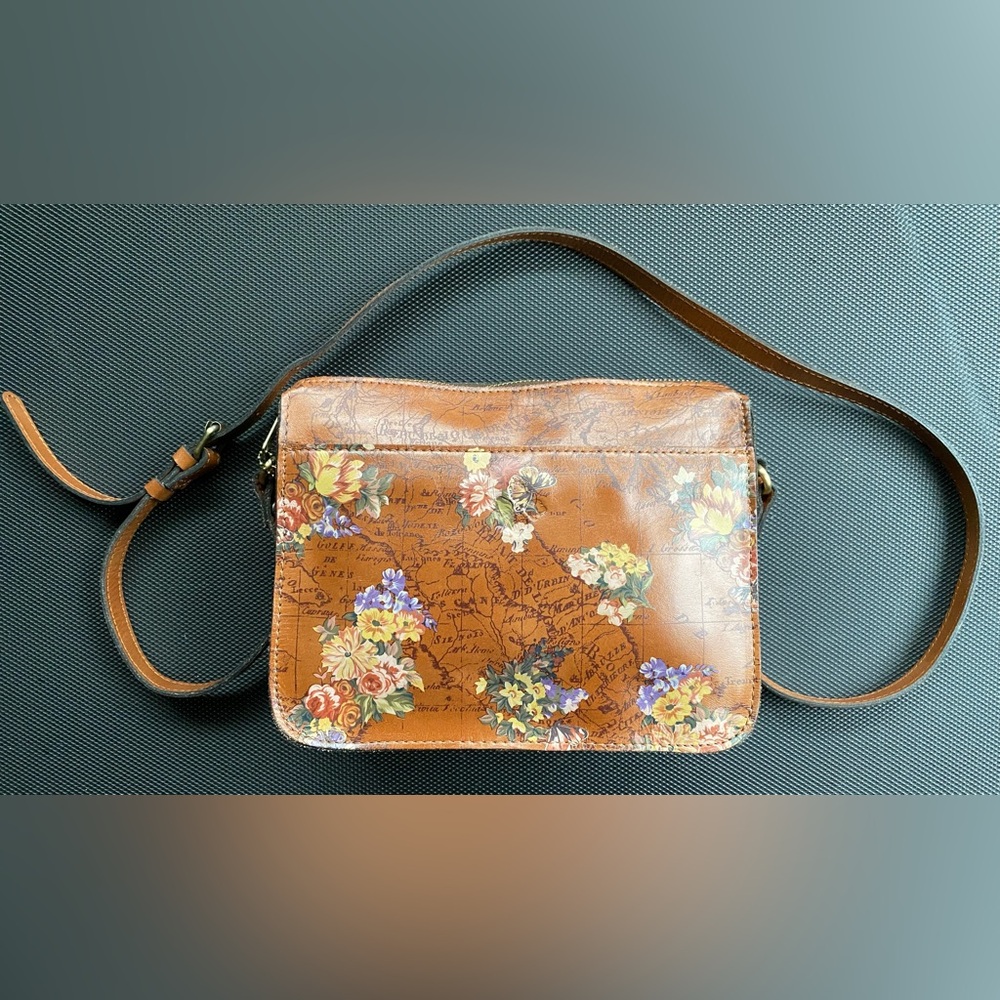 Patricia Nash Nazaire English Garden Floral Heritage Brown Leather Crossbody